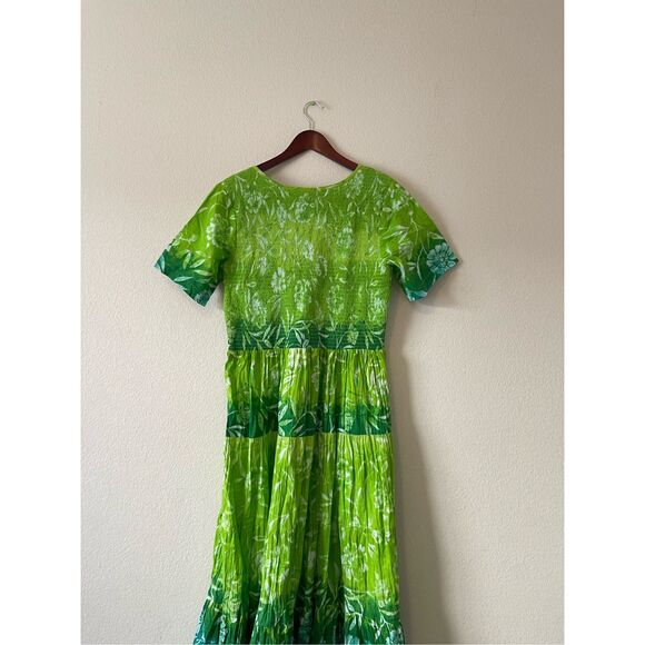 Draper’s And Damons Green Floral Summer Dress Short Sleeve Stretchy large - Picture 5 of 7